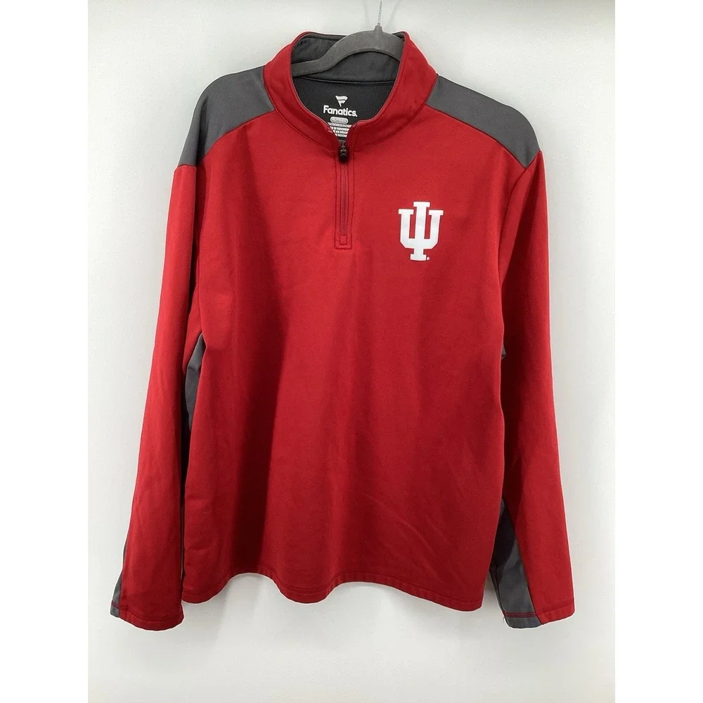 Men's Fanatics Indiana Hoosiers Long Sleeved 1/4 Zip Pullover Red/white XL